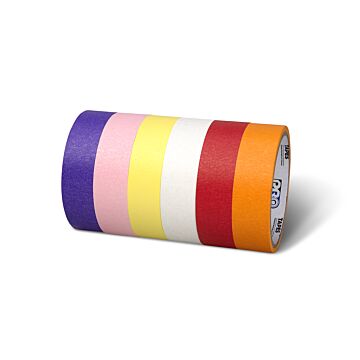 Pro 46 Masking Tape Stack 1" x 10yd – 6-Pack Assorted