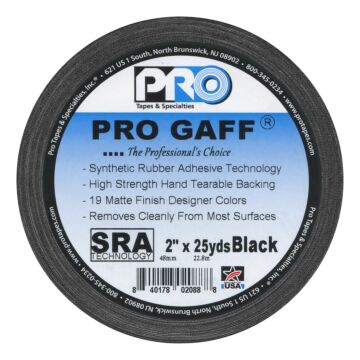 Pro Gaff 2" x 25 yd Black Matte Gaffer's Tape