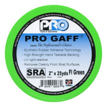 Pro Gaff 2" x 25 yd Fluorescent Green Gaffer's Tape