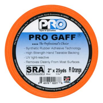Pro Gaff 2" x 25 yd Fluorescent Orange Gaffer's Tape