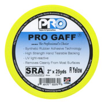 Pro Gaff 2" x 25 yd Fluorescent Yellow Gaffer's Tape