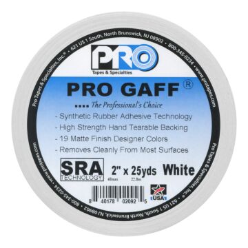 Pro Gaff 2" x 25 yd White Matte Gaffer's Tape