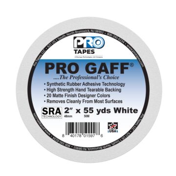 Pro Gaff 2" x 55 yd White Matte Gaffer's Tape